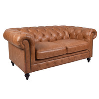 Windsor 2 Seater Colombia Brown Leather Chesterfield Sofa-Dovetailed & Doublestitched